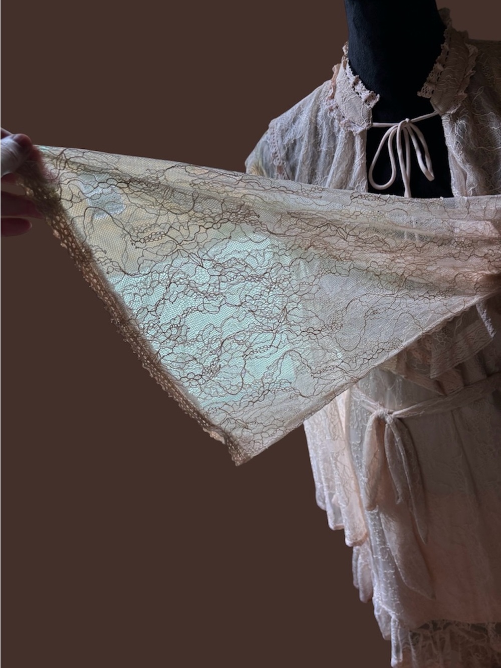 AFRM Lace Kaftan Dress Ivory Victorian Asymmetrical Hem Wedding Dress Sz XL Boho - Picture 7 of 16